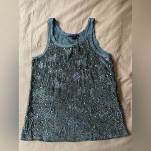 Ralph Lauren Purple Label Women's Blue Sequin embellished Tank Top